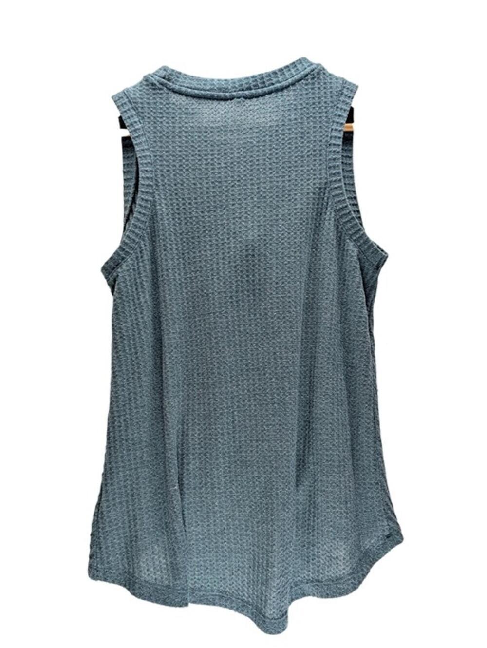 Wishlist Tank Top Women Small Twist Front Waffle Knit Teal - Picture 2 of 5